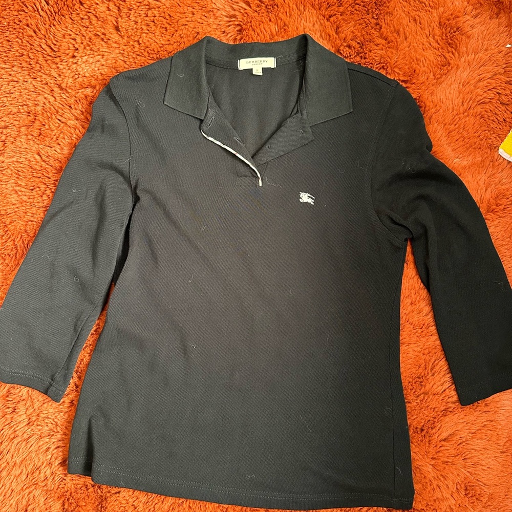 Burberry Black Long Sleeve Polo